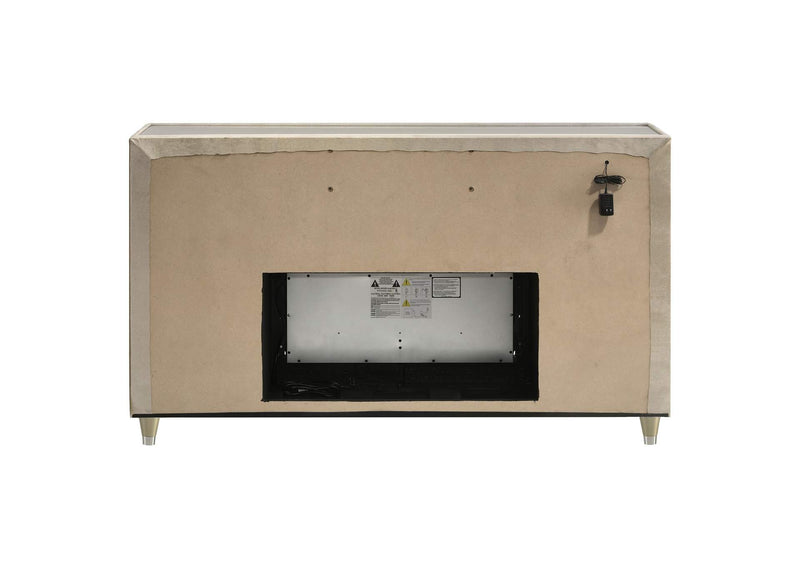 222663FB Lorient 8-drawer LED Bedroom Flame Box Dresser Ivory Camel