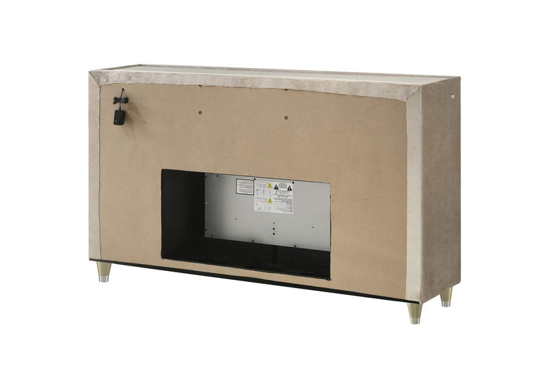222663FB Lorient 8-drawer LED Bedroom Flame Box Dresser Ivory Camel