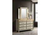 222663M Lorient 8-drawer LED Dresser with Mirror Ivory and Camel