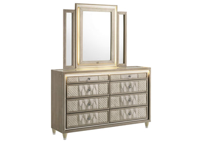 222663M Lorient 8-drawer LED Dresser with Mirror Ivory and Camel
