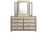 222663M Lorient 8-drawer LED Dresser with Mirror Ivory and Camel