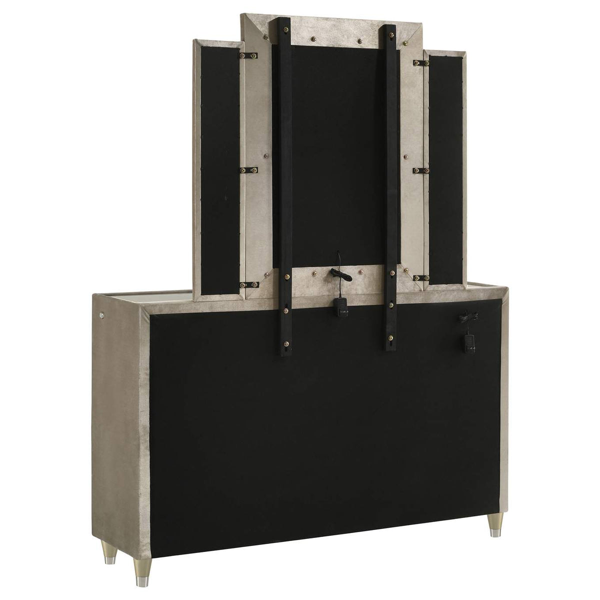 222663M Lorient 8-drawer LED Dresser with Mirror Ivory and Camel