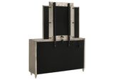 222663M Lorient 8-drawer LED Dresser with Mirror Ivory and Camel