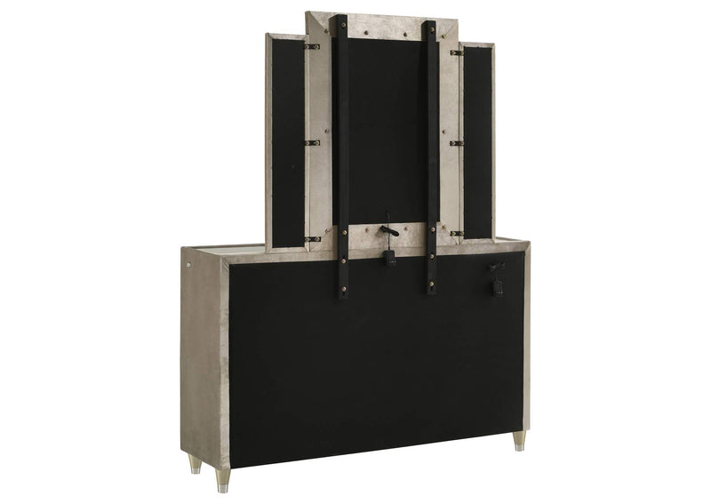 222663M Lorient 8-drawer LED Dresser with Mirror Ivory and Camel