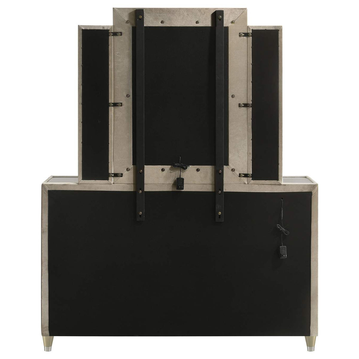 222663M Lorient 8-drawer LED Dresser with Mirror Ivory and Camel