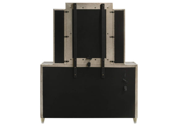 222663M Lorient 8-drawer LED Dresser with Mirror Ivory and Camel
