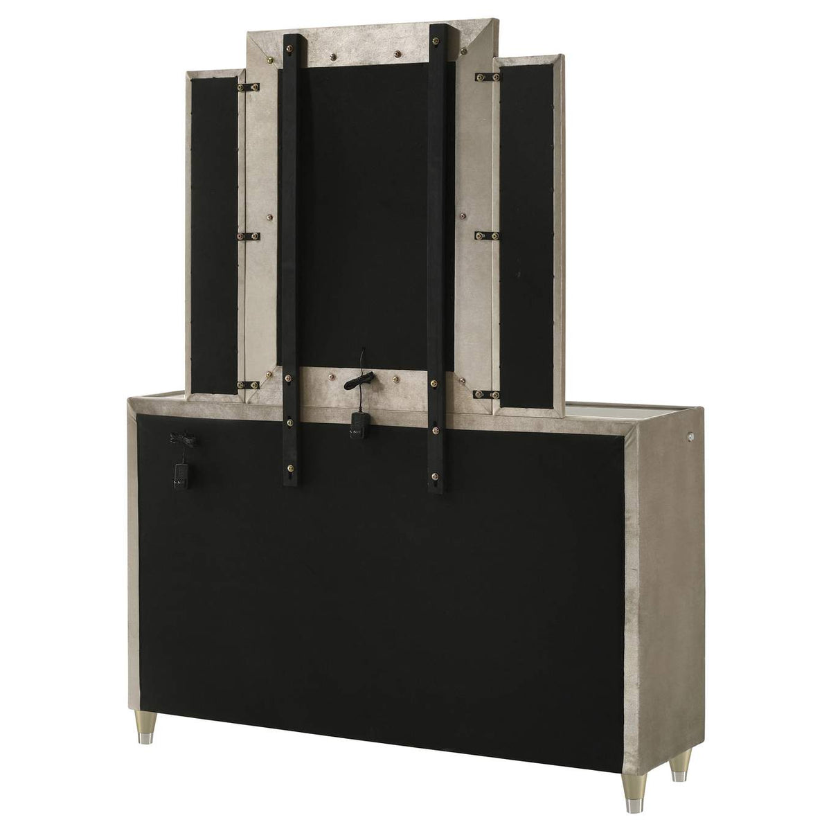 222663M Lorient 8-drawer LED Dresser with Mirror Ivory and Camel