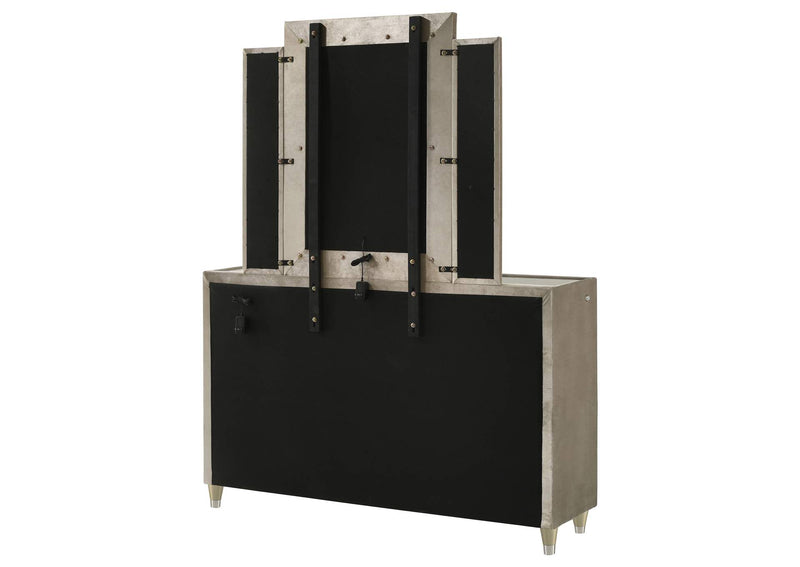 222663M Lorient 8-drawer LED Dresser with Mirror Ivory and Camel