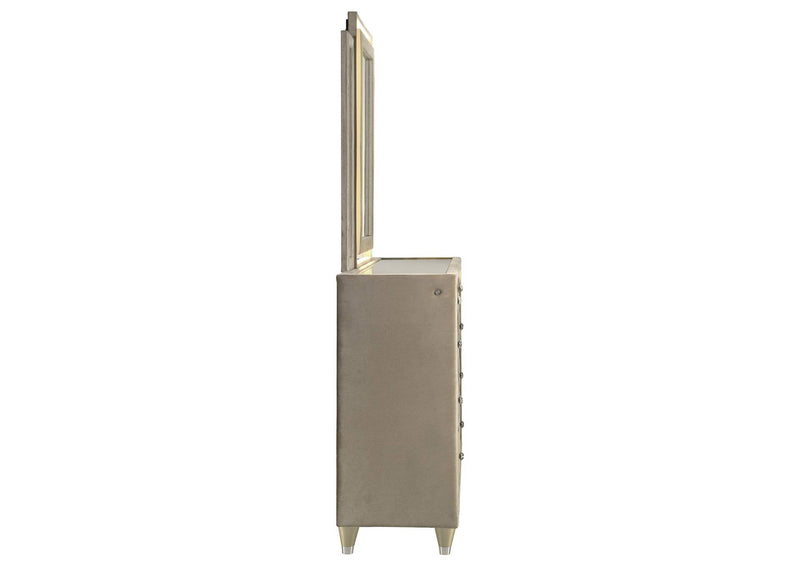 222663M Lorient 8-drawer LED Dresser with Mirror Ivory and Camel