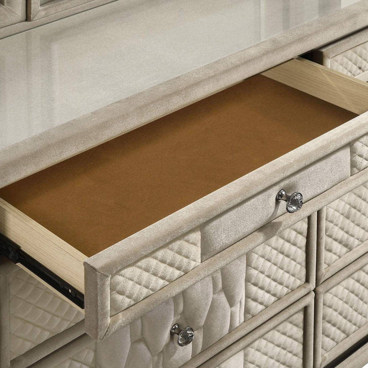222663 Lorient 8-drawer LED Bedroom Dresser Cabinet Ivory and Camel