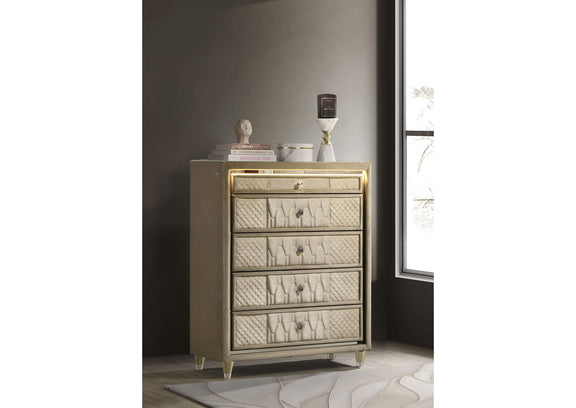 222665 Lorient 5-drawer LED Chest of Drawers Ivory and Camel