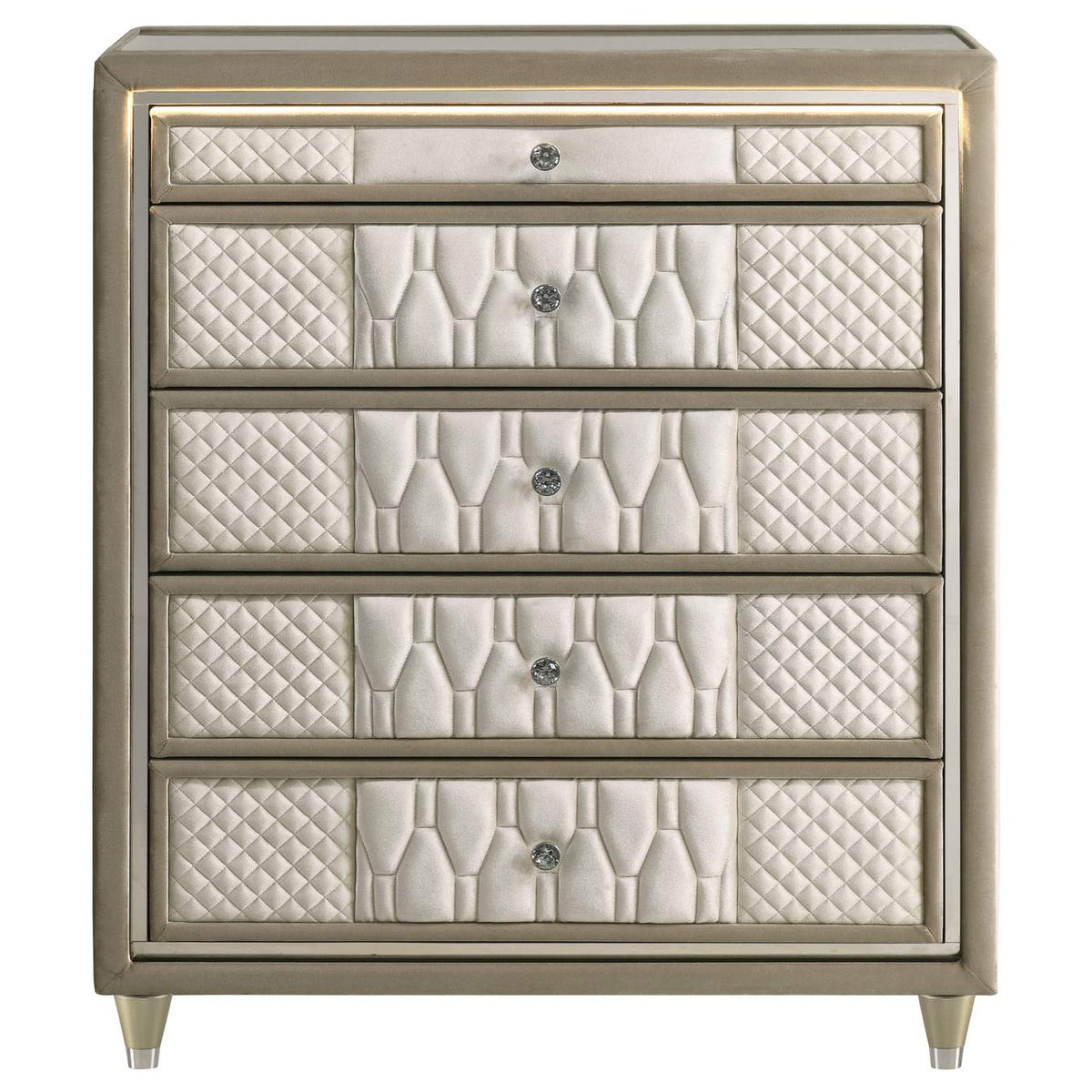 222665 Lorient 5-drawer LED Chest of Drawers Ivory and Camel