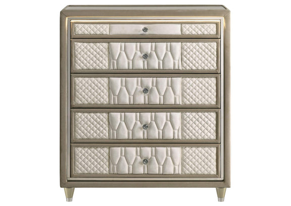 222665 Lorient 5-drawer LED Chest of Drawers Ivory and Camel