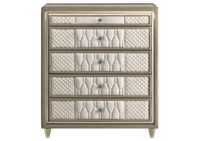 222665 Lorient 5-drawer LED Chest of Drawers Ivory and Camel