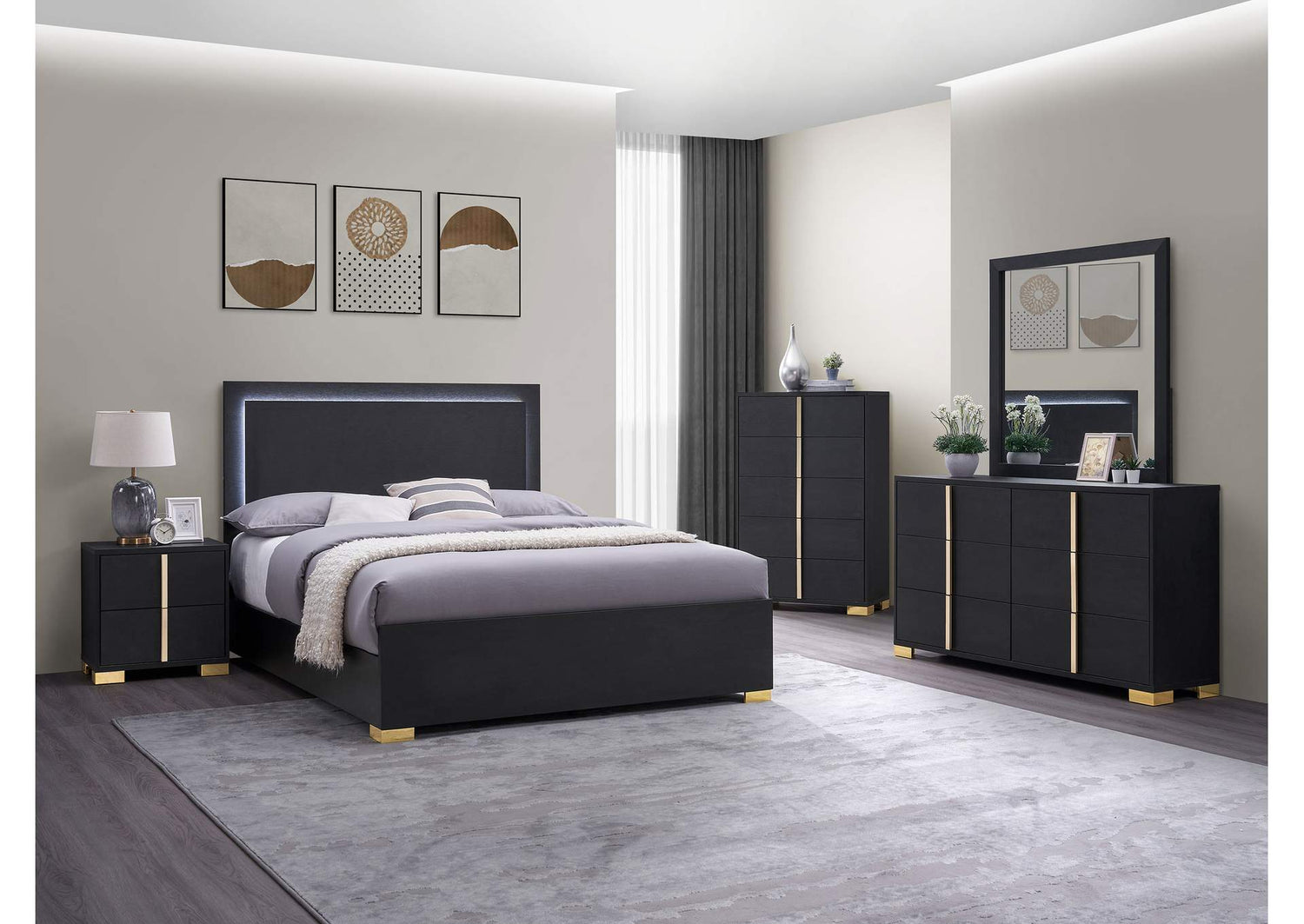 Marceline 5-piece Full Bedroom Set Black