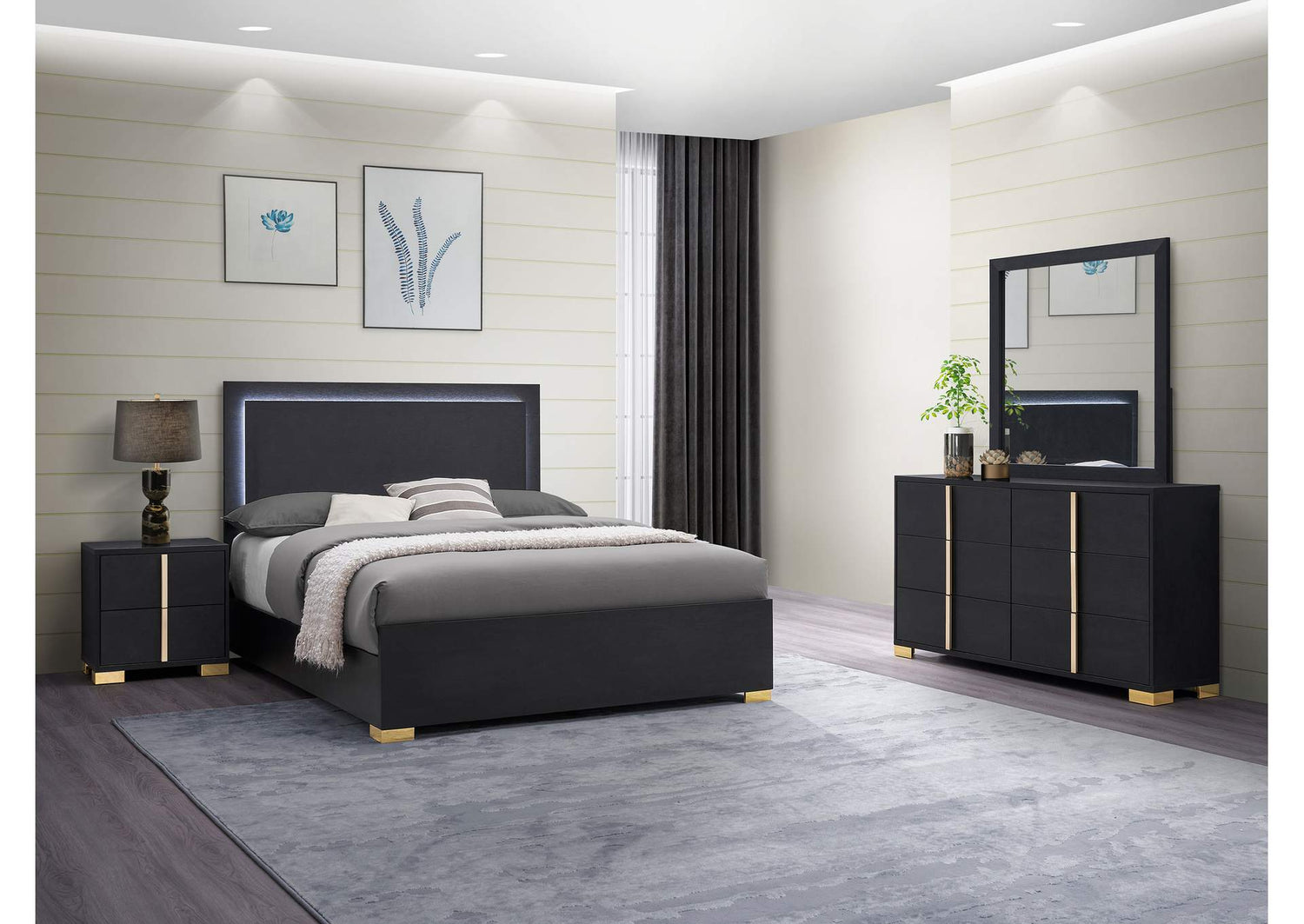 Marceline 4-piece Eastern King Bedroom Set Black