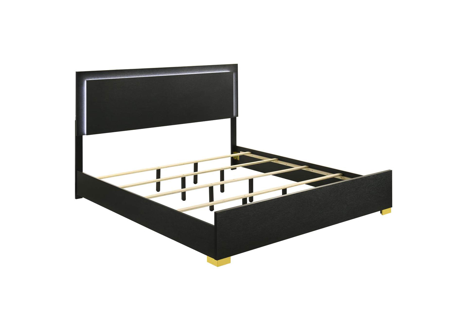 Marceline Wood Eastern King LED Panel Bed Black