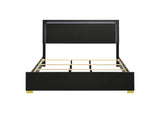 222831KE Marceline Wood Eastern King LED Panel Bed Black