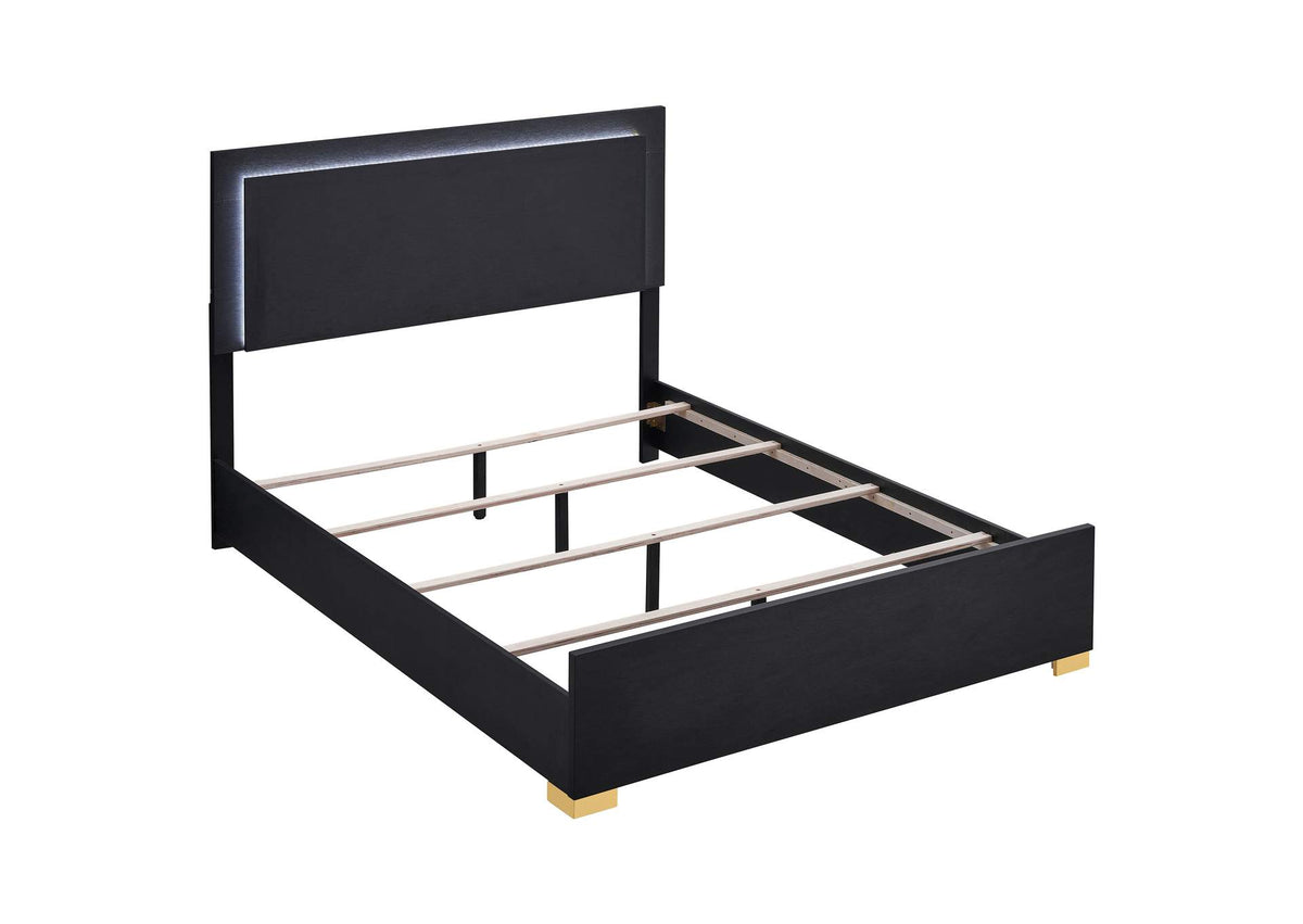Marceline Wood Queen LED Panel Bed Black
