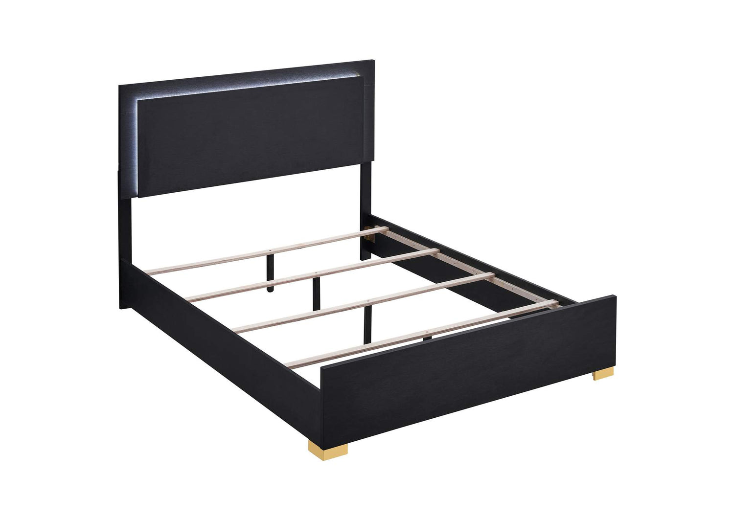 Marceline Wood Queen LED Panel Bed Black