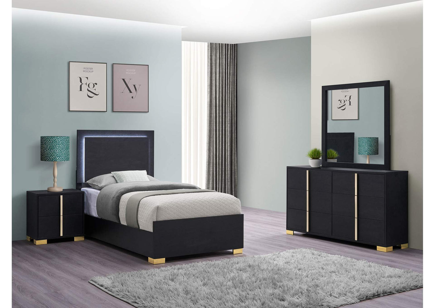 Marceline 4-piece Twin Bedroom Set Black