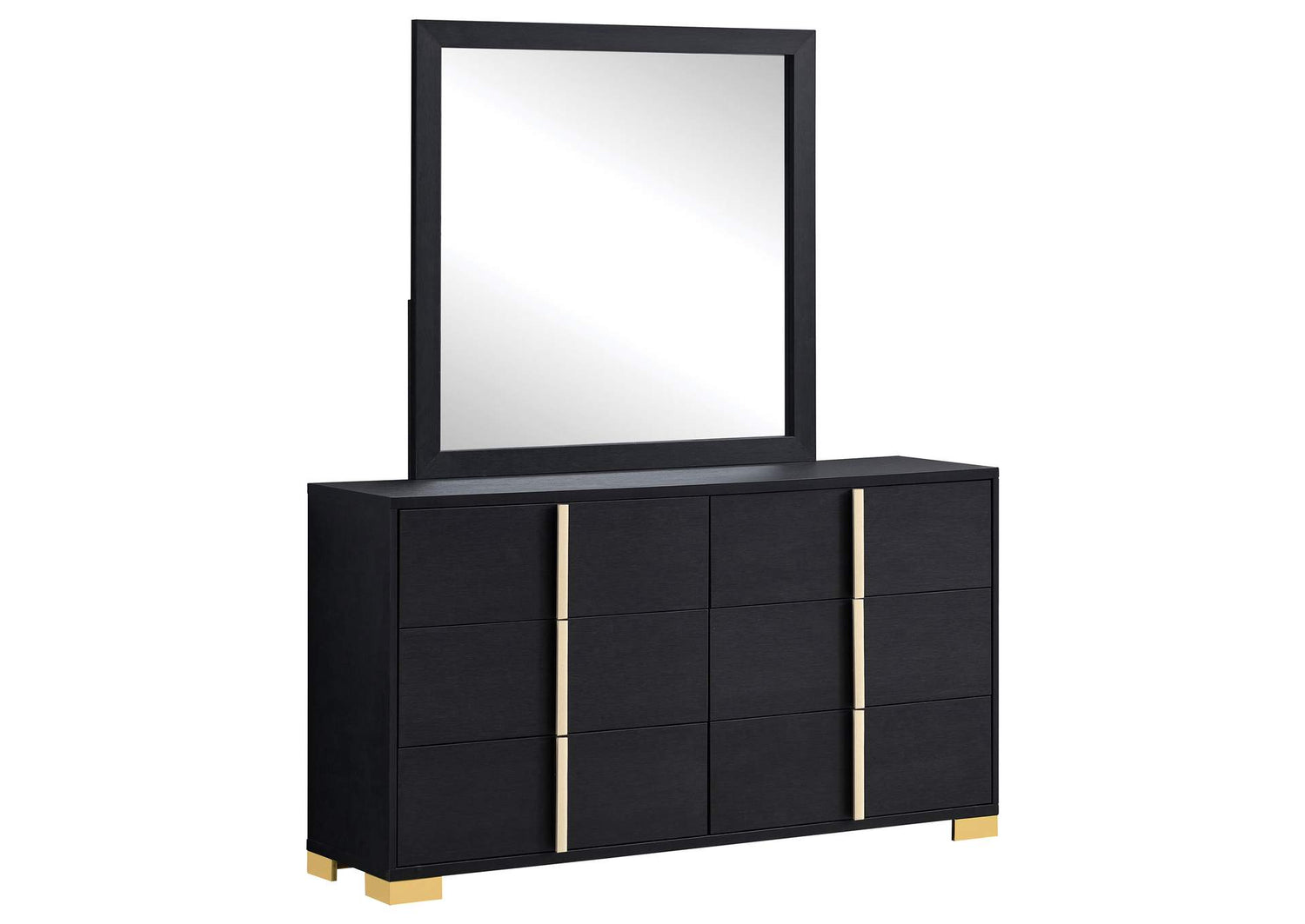 Marceline 6-drawer Dresser with Mirror Black