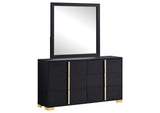 Marceline 6-drawer Dresser with Mirror Black