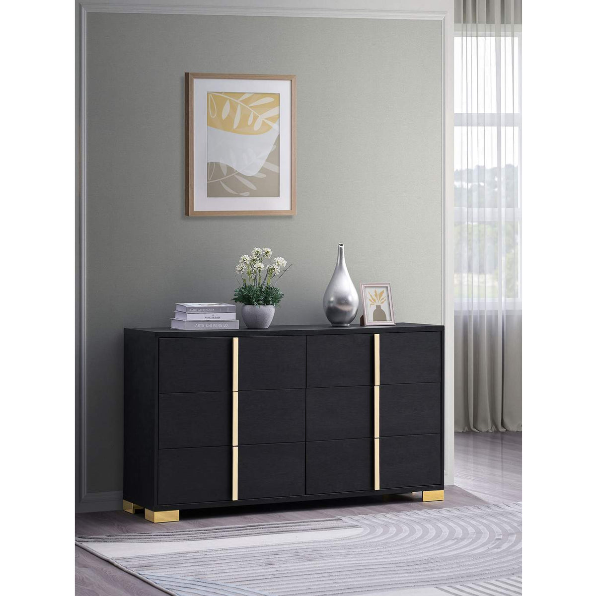 222833 Marceline 6-drawer Dresser Black