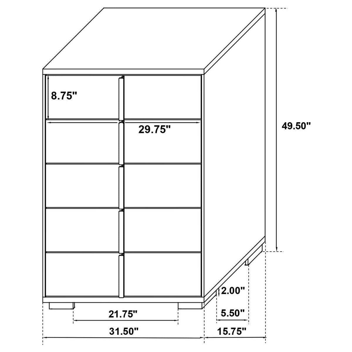 222835 Marceline 5-drawer Bedroom Chest Black
