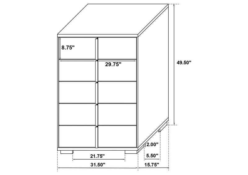 222835 Marceline 5-drawer Bedroom Chest Black