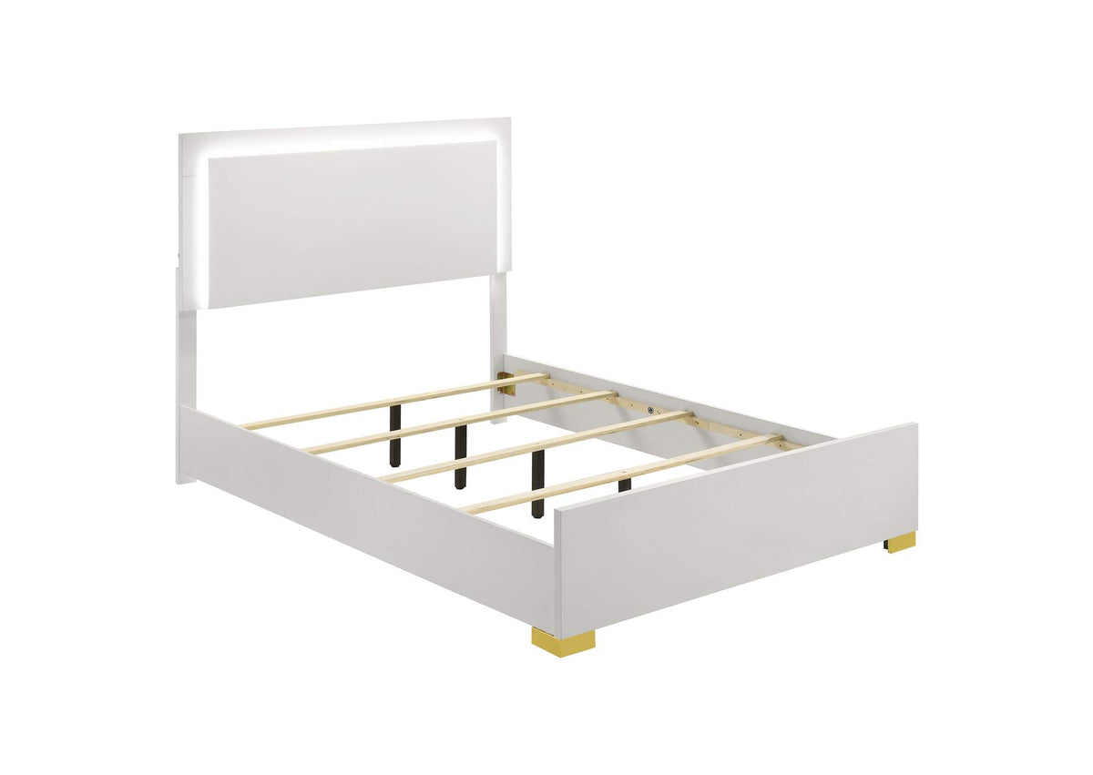 Marceline Wood Full LED Panel Bed White
