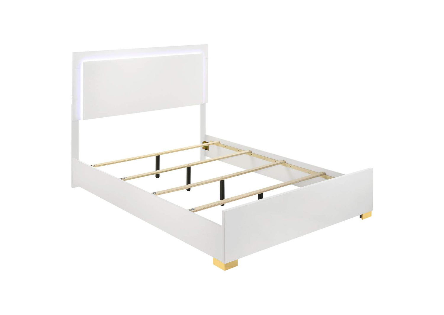 Marceline Wood Eastern King LED Panel Bed White