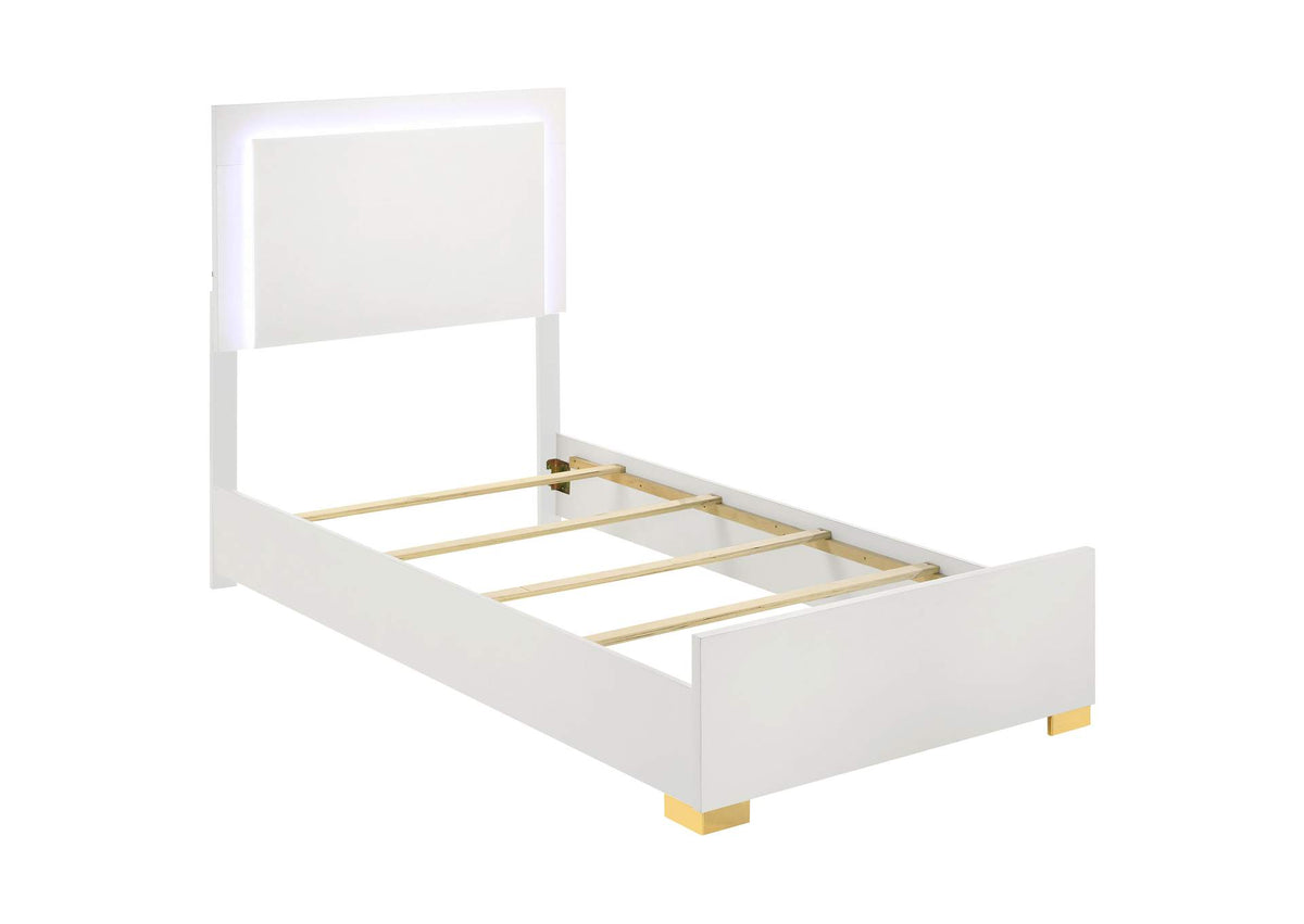 Marceline Wood Twin LED Panel Bed White