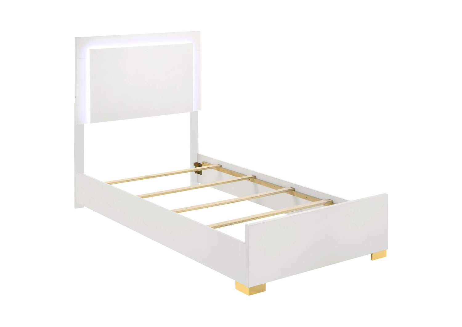 Marceline Wood Twin LED Panel Bed White