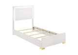 Marceline Wood Twin LED Panel Bed White