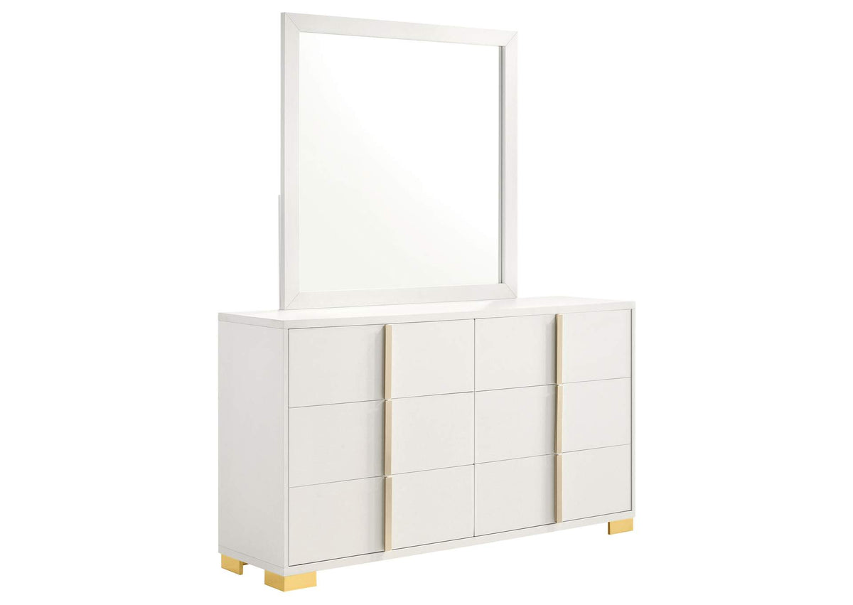 Marceline 6-drawer Dresser with Mirror White