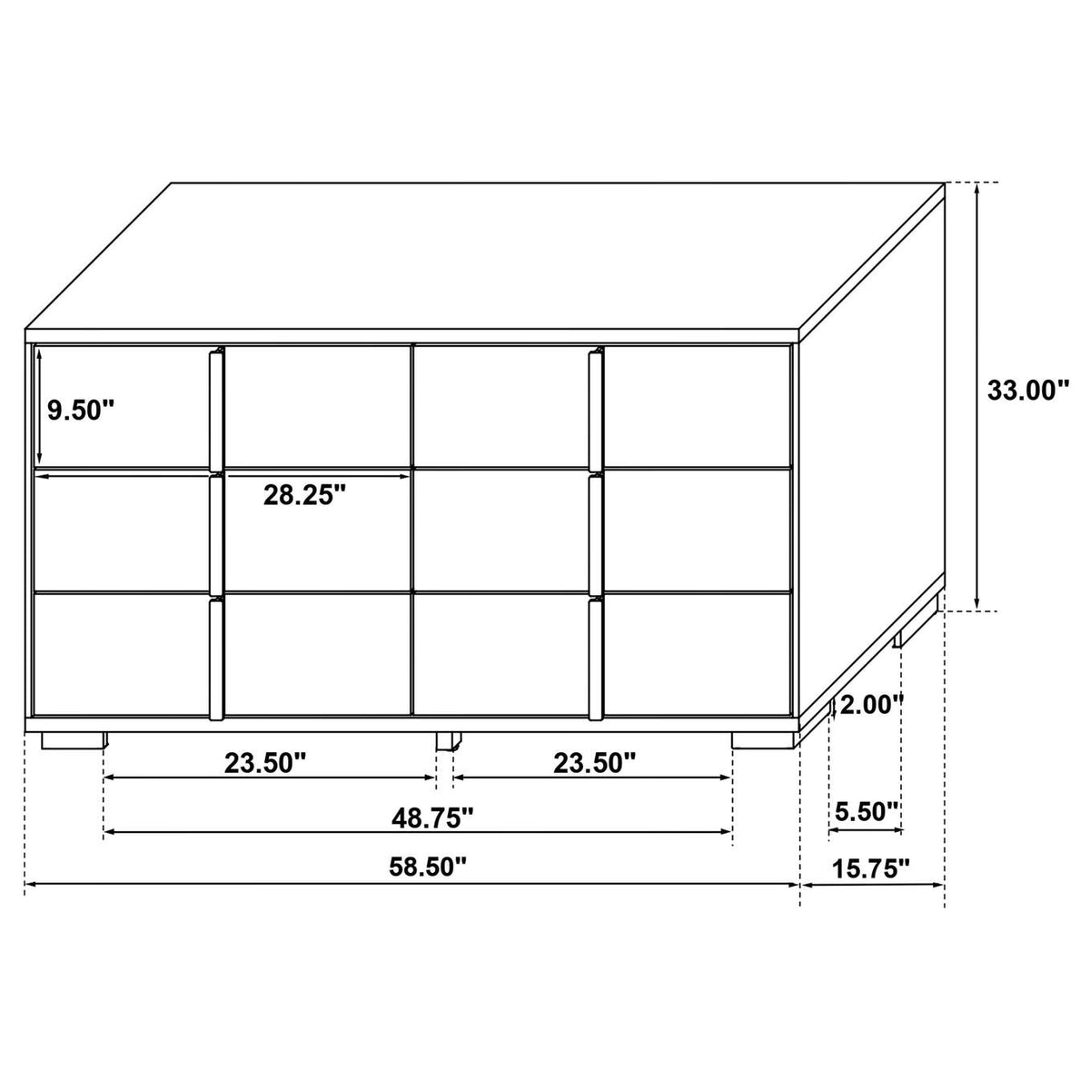 222933 Marceline 6-drawer Dresser White