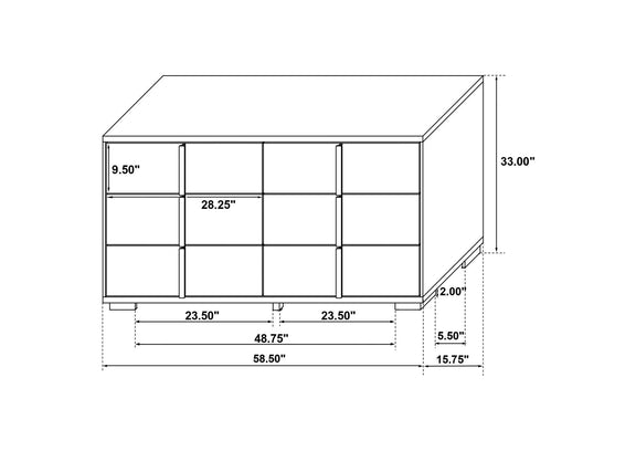 222933 Marceline 6-drawer Dresser White