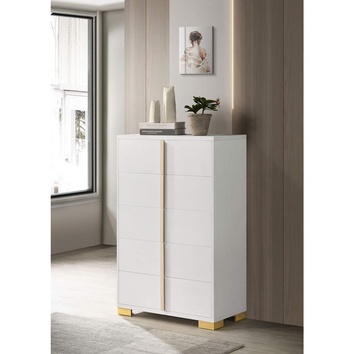222935 Marceline 5-drawer Bedroom Chest White