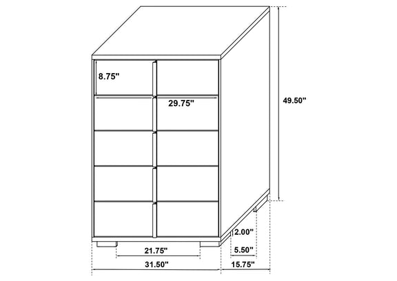 222935 Marceline 5-drawer Bedroom Chest White