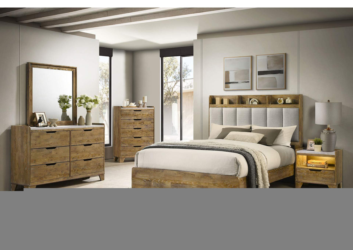 222971KE-S5 Henderson 5-piece Eastern King Bedroom Set Medium Oak