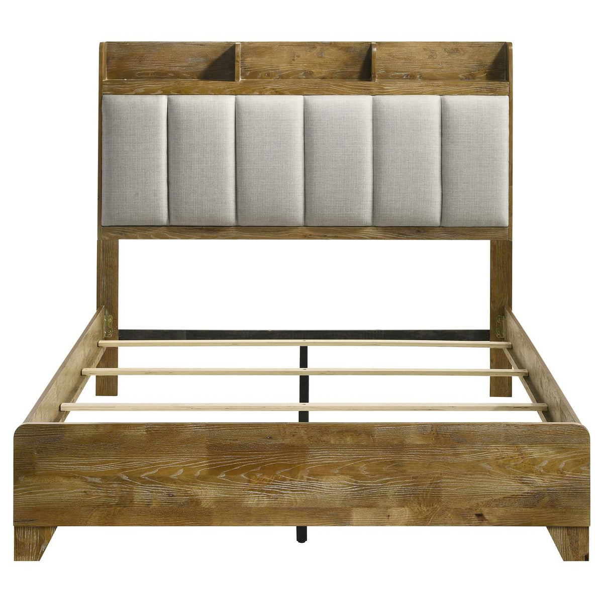222971KE Henderson 57-inch Eastern King Bookcase Panel Bed Medium Oak