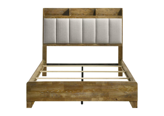 222971KE Henderson 57-inch Eastern King Bookcase Panel Bed Medium Oak