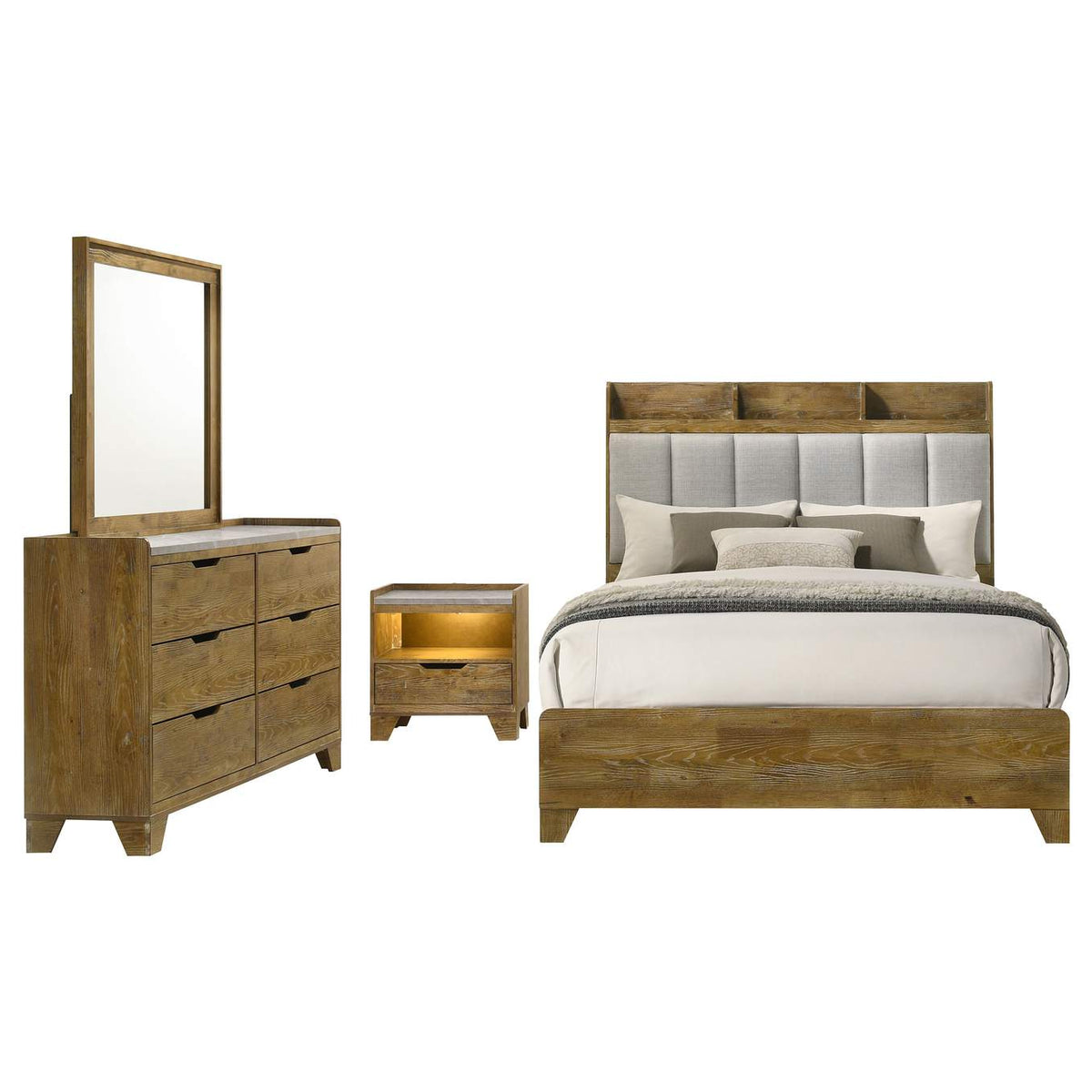 222971Q-S4 Henderson 4-piece Queen Bedroom Set Medium Oak