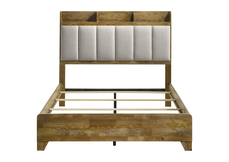 222971Q Henderson 57-inch Queen Bookcase Panel Bed Medium Oak