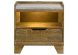 222972 Henderson 1-drawer LED Nightstand Bedside Table Medium Oak