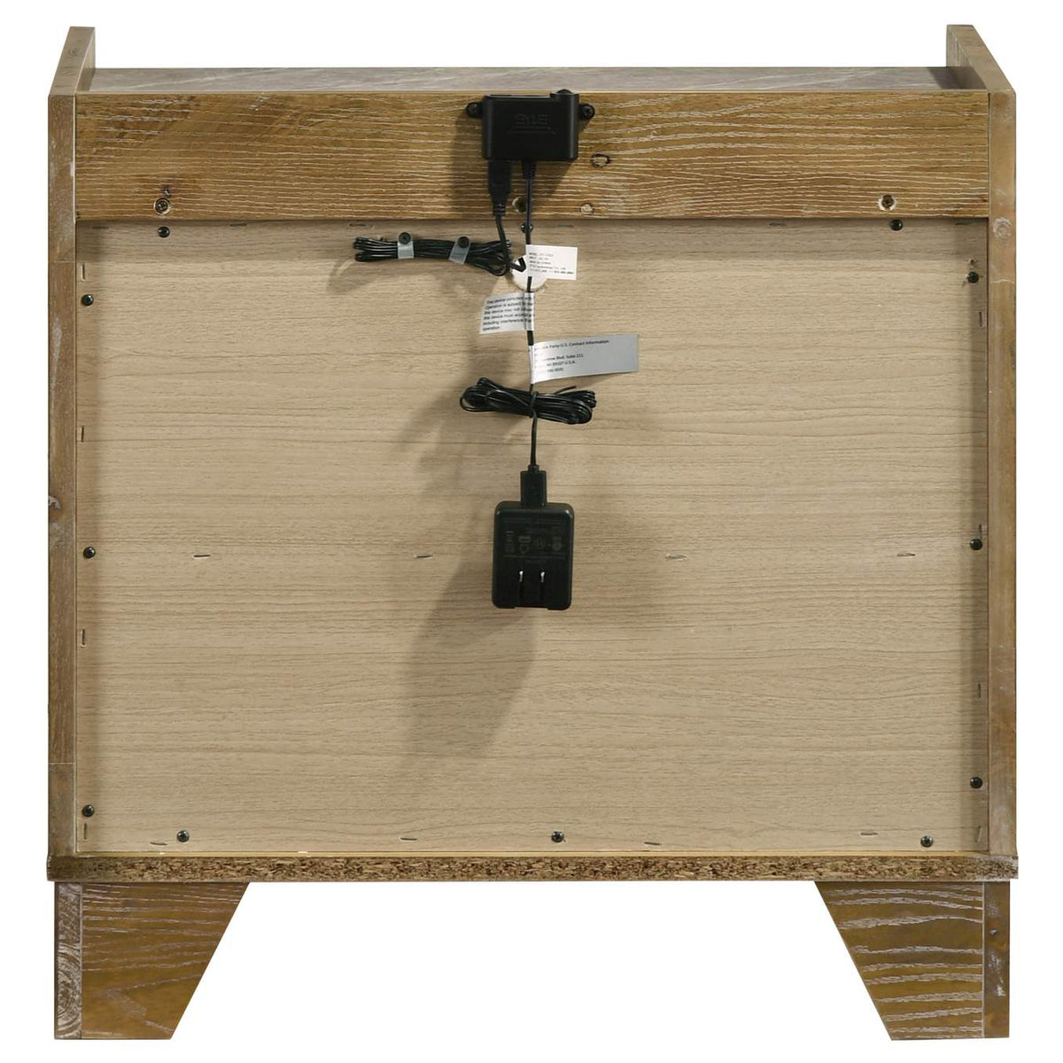 222972 Henderson 1-drawer LED Nightstand Bedside Table Medium Oak