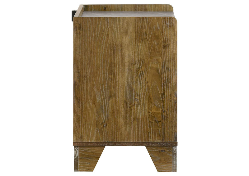222972 Henderson 1-drawer LED Nightstand Bedside Table Medium Oak