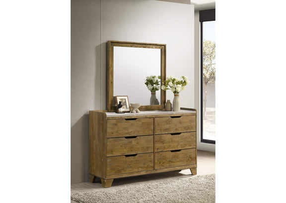 222973M Henderson 6-drawer Bedroom Dresser with Mirror Medium Oak
