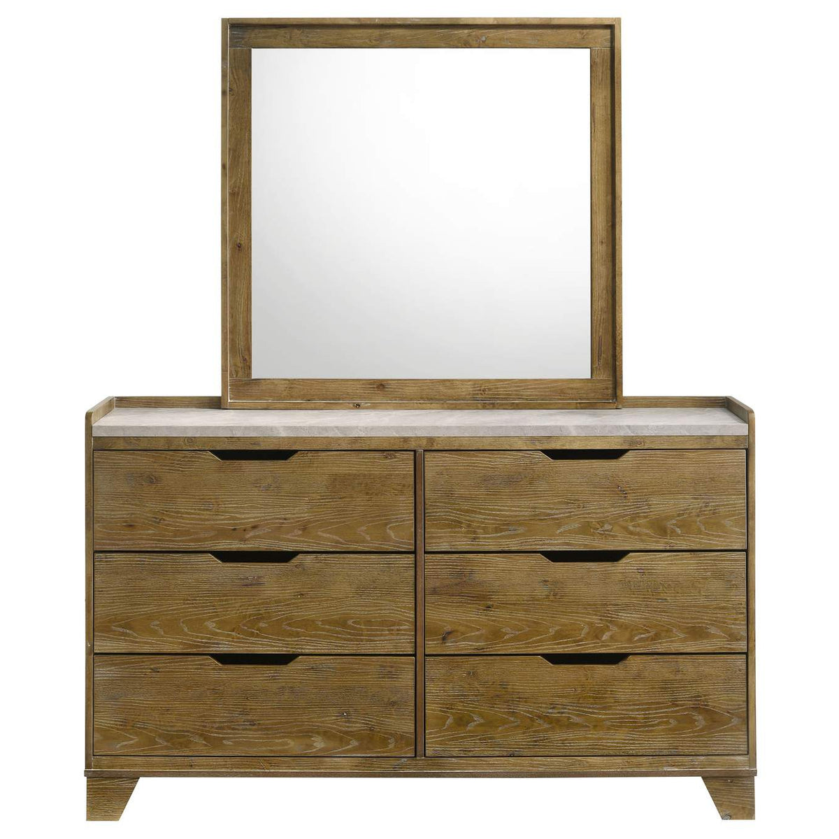 222973M Henderson 6-drawer Bedroom Dresser with Mirror Medium Oak